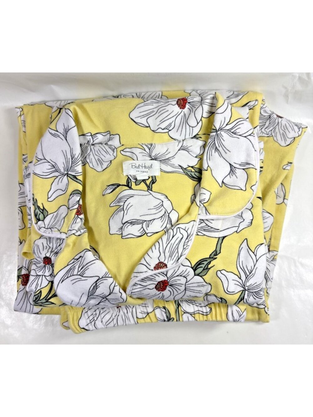 BedHead Pajama  Yellow Floral Bella Blooms Classic Cotton Cropped  Sz Medium